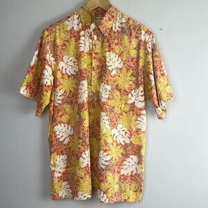 Go Barefoot Reverse Cotton Hawaiian Shirt Half Button PullOver Large Made in USA